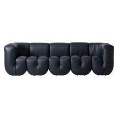 De Sede DS-707 Sofa in Black Club Leather Upholstery by Philippe Malouin