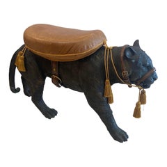 Maitland Smith Bronze Tiger Leather Saddle Seat