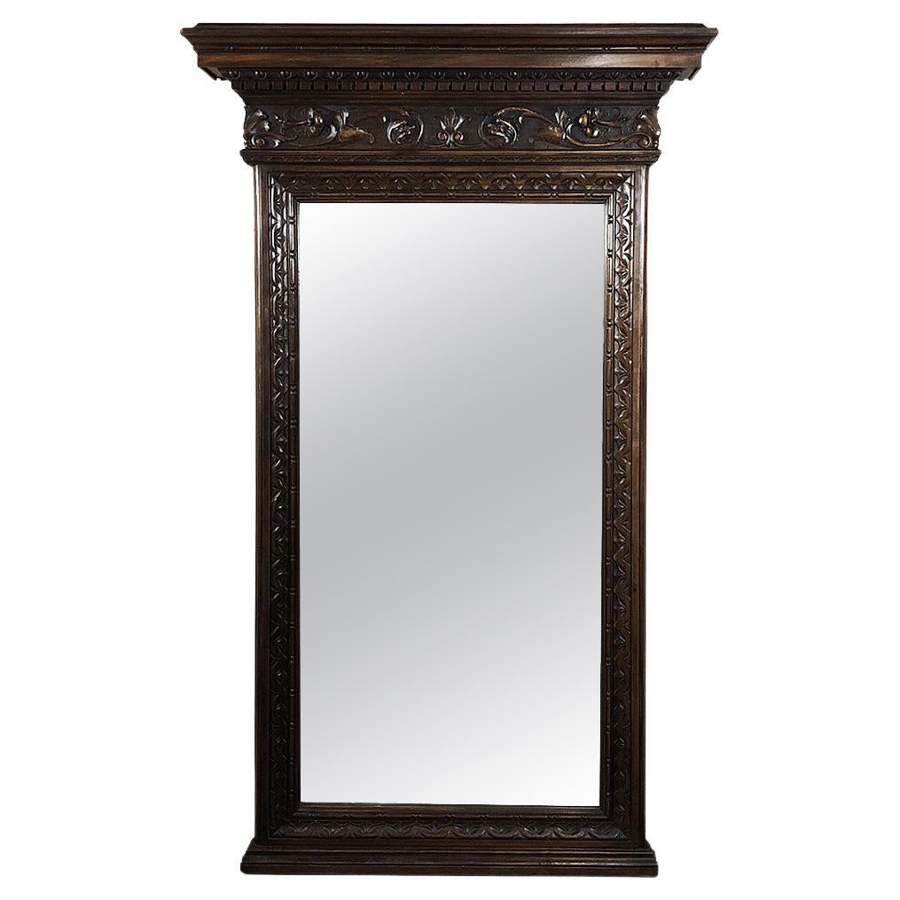 Antique Italian Baroque Walnut Mirror For Sale
