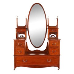 English Edwardian Inlaid Mahogany Dressing Table