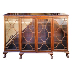 Vintage 1950s Chinese Chippendale Style Mahogany Ball & Claw Bookcase / Cabinet