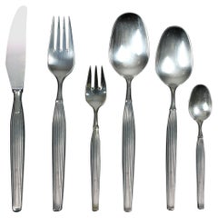 Mid-Century Modern Scandinavian Silver Plated Cutlery Set for 12 People