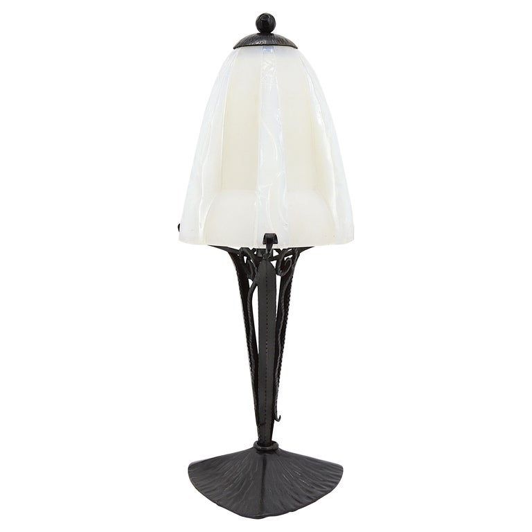 Jean Gauthier French Art Deco, Paris Crystal Table Lamp Black