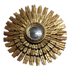 Italian Gold Giltwood Sunburst Mirror