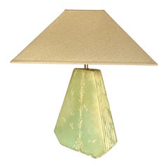 Vintage Mid-Century Modern Geometric Plaster Glazed Table Lamp