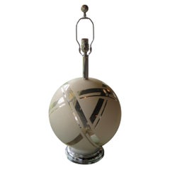 Deco Modern Round Mirrored Glass Table Lamp 1970s