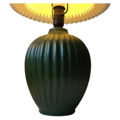 Michael Andersen Fluted Green Art Deco Table Lamp, 1930s