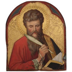 19th Century Oil on Copper Antique Religious Italian Painting Saint Matthew