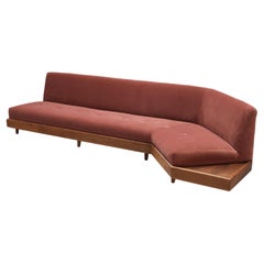 Adrian Pearsall Platform Sofa Model '1800-S' in Walnut and Dusky Pink Velvet