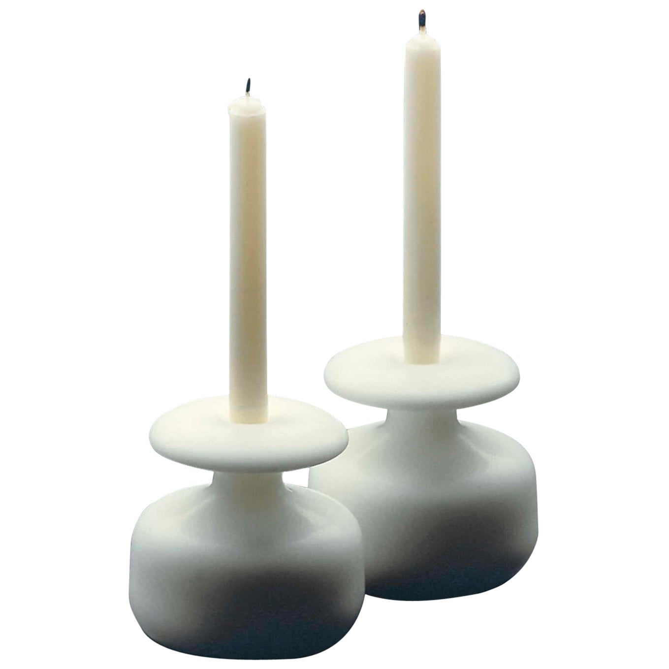 21st Century by Up & Up "Micene" Marble Candle Holder in White Carrara For Sale