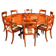 Vintage Flame Mahogany Jupe Dining Table & 8 Chairs 20th C