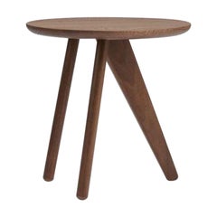 Fin Round Side Table in Dark Smoked Oak