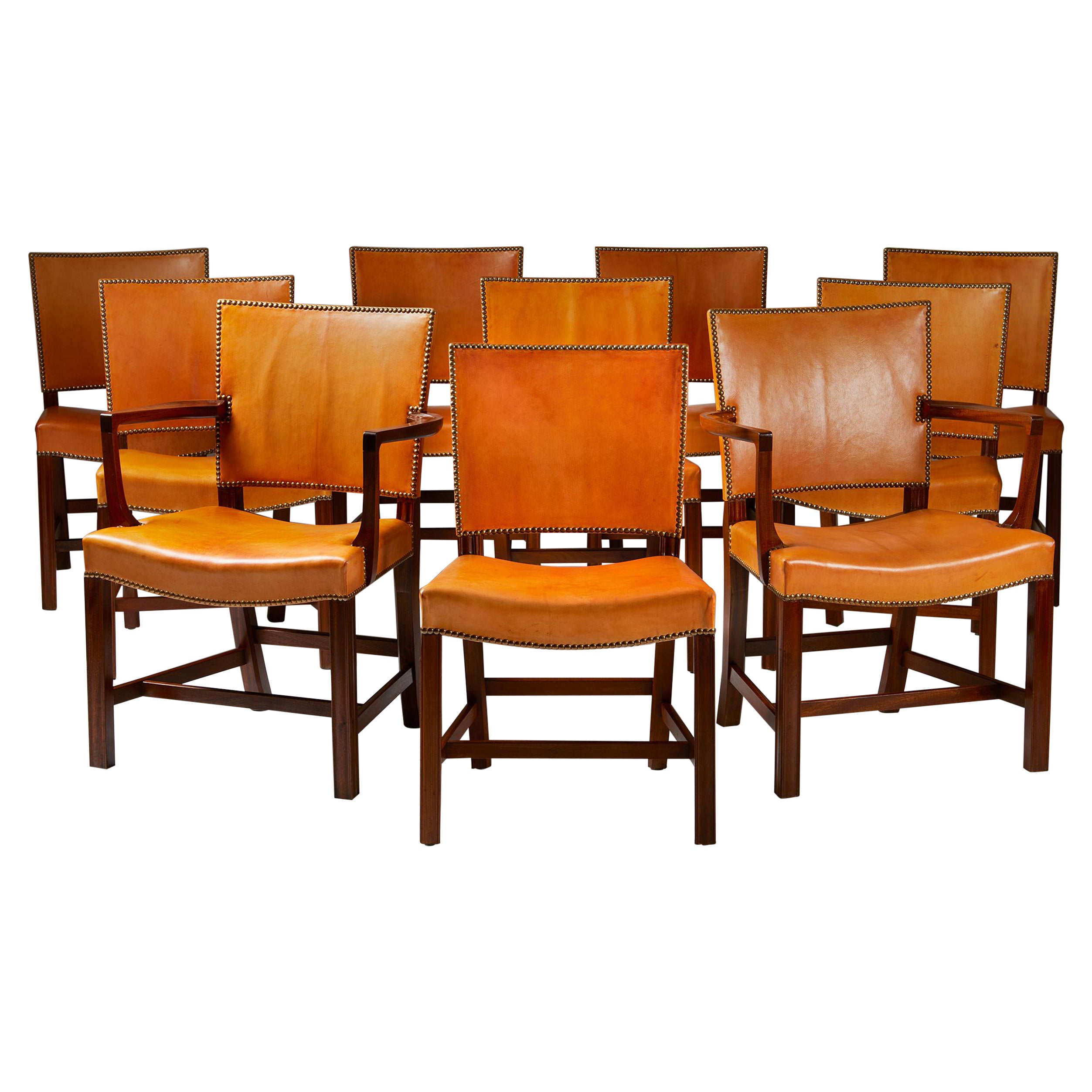 Set of Ten Dining Chairs Model 4751 and 3758A, Designed by Kaare Klint