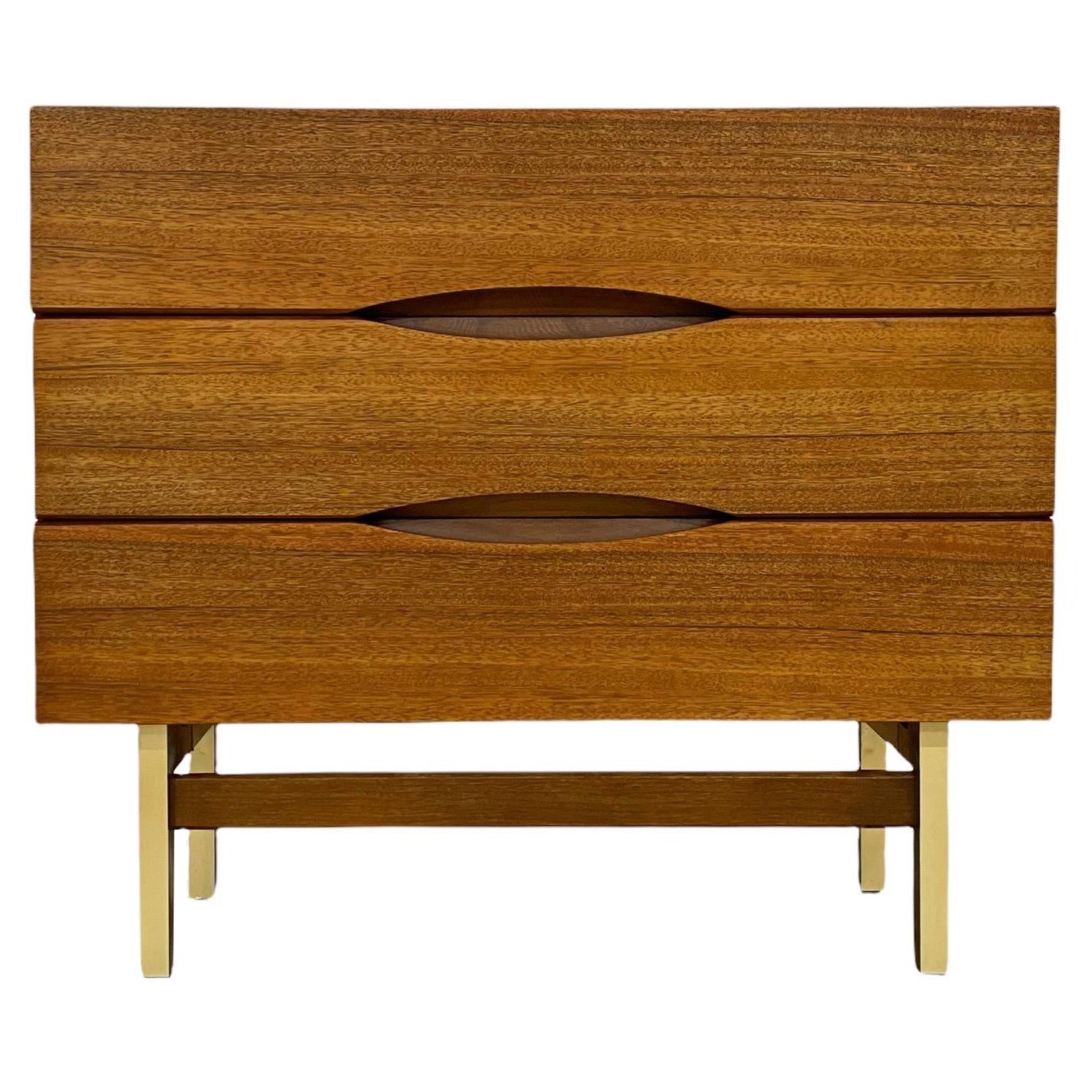 Mid-Century Modern Bachelors Chest Mahogany and Brass, Merton Gershun circa 1960