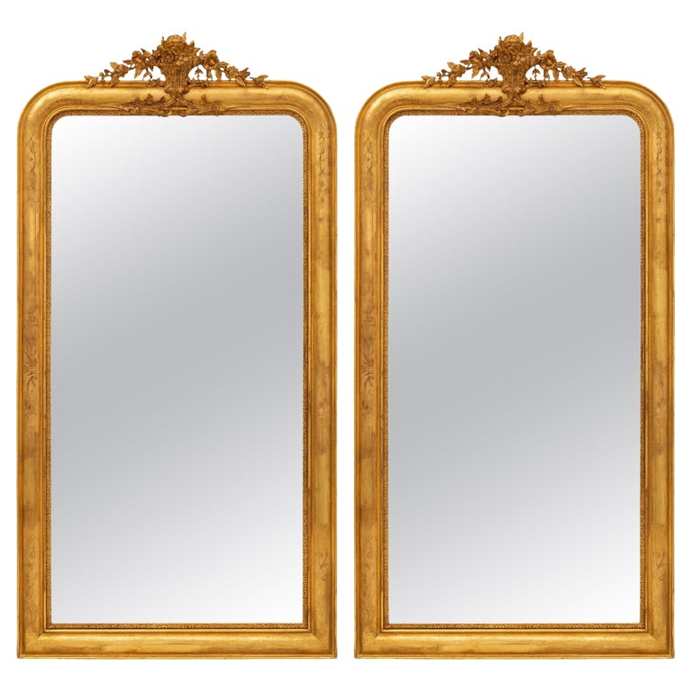 Pair of Italian 19th Century Louis XVI St. Giltwood Mirrors For Sale at ...