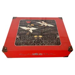 Vintage Korean Lacquer Box with Inner Tray and MOP inlays