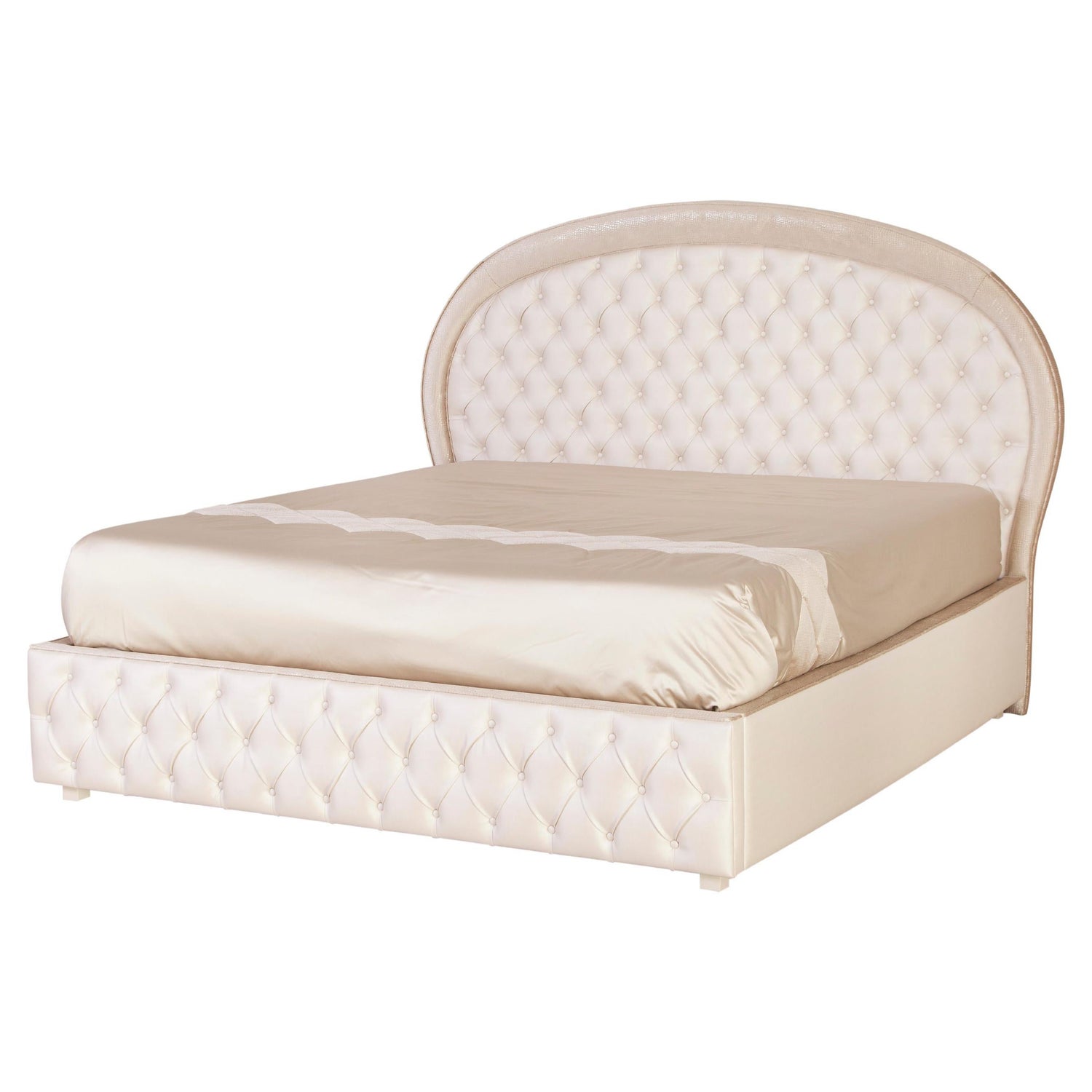 SACHA BED - Modern Bed in Faux White Leather and Polished Bronze Base For  Sale at 1stDibs