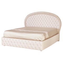 Modern Florença Bed Pearl Faux Leather Handmade in Portugal by Greenapple