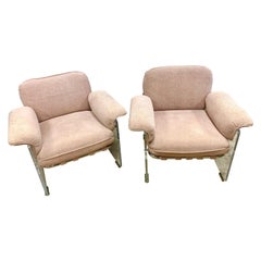 Pair of Mid Century Pace Argenta Pink Lucite and Chrome Lounge Chairs