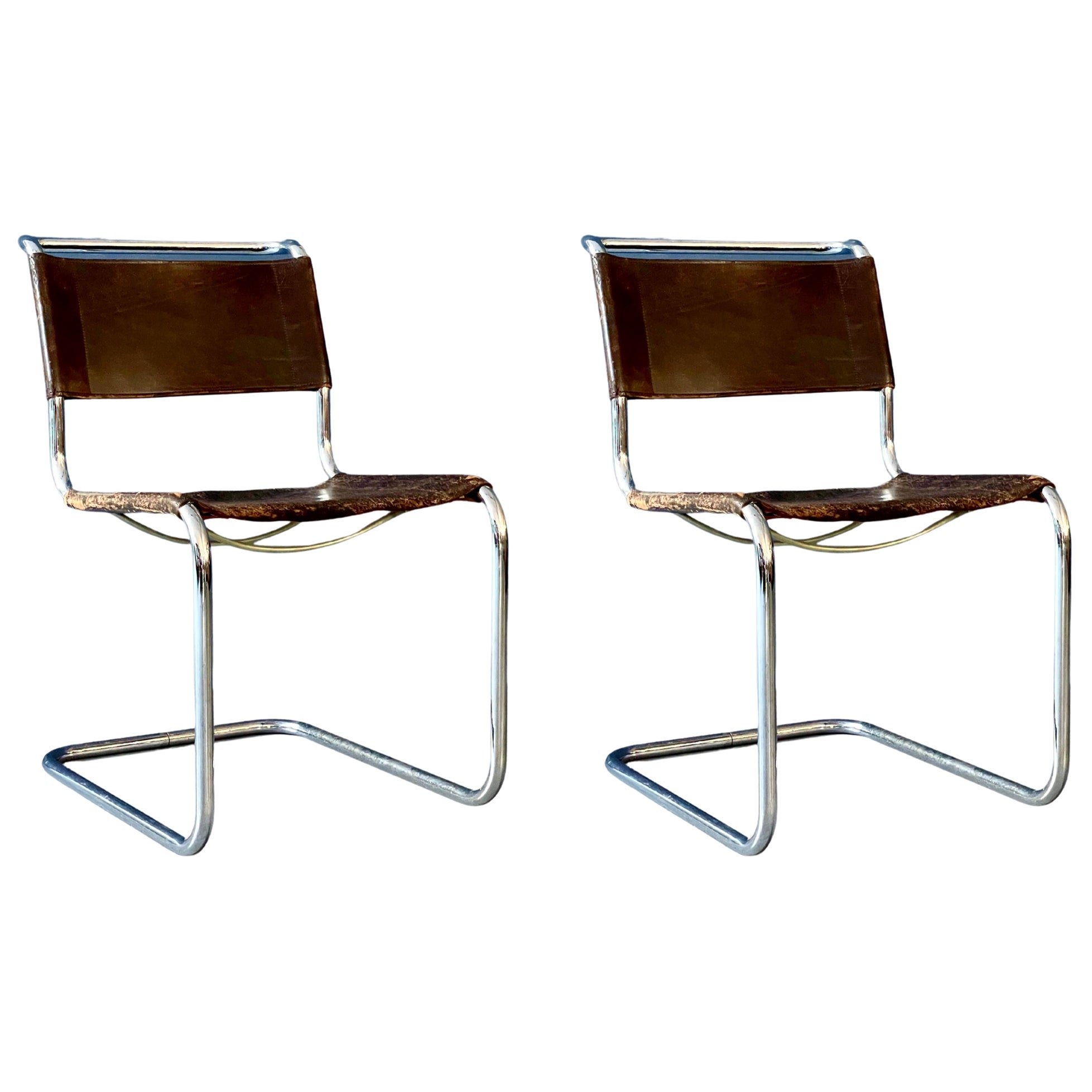 Pair of S33 Chairs by Mart Stam & Marcel Breuer for Thonet, 1984