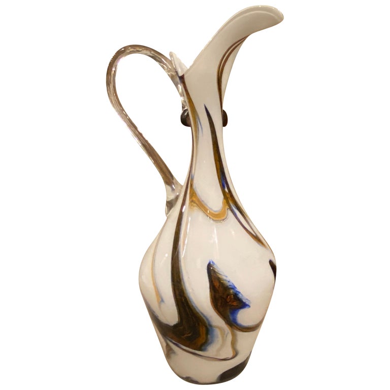 1970s Carlo Moretti Style Mid-Century Modern Murano Glass Jug For Sale