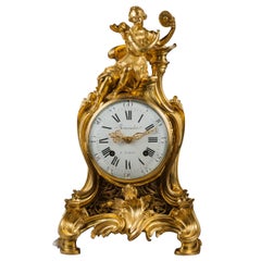 Gilt Bronze Louis XVI Mantel Clock by Beauvarlet, Case Att to Saint-Germain