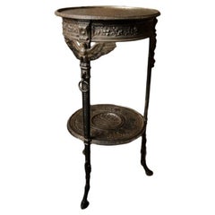 French Empire Two-Tiered Jardiniere with Eagle and Hoof, Brass, 19thC.