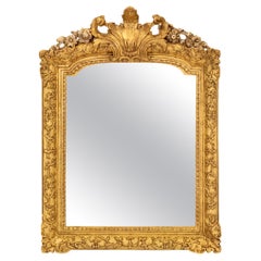 French Early 18th Century Régence Period Giltwood and Mecca Mirror