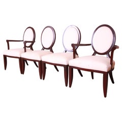 Barbara Barry for Baker Furniture Modern Mahogany and Upholstered Dining Chairs