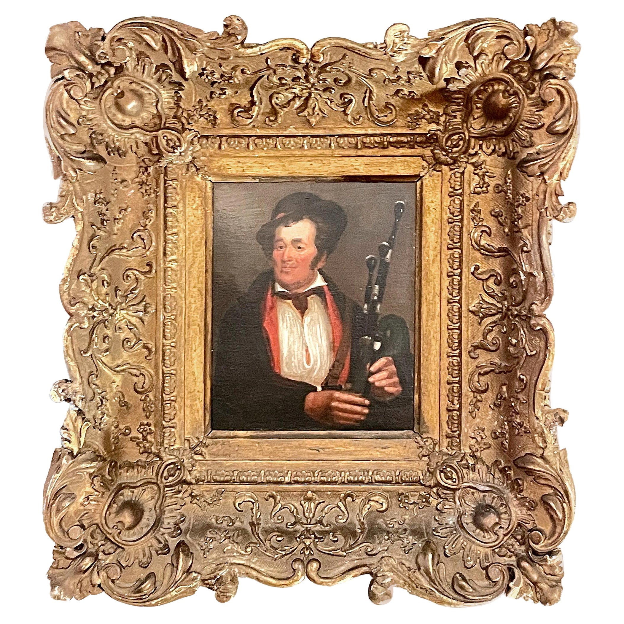 Irish Piper 'Portrait of a Man with Bagpipes', by William Mulready '1786-1863' For Sale