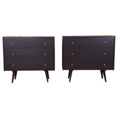 Paul McCobb Planner Group Black Lacquered Bachelor Chests, Newly Refinished
