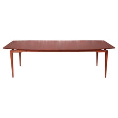 Mid-Century Modern Walnut Boat-Shaped Dining Table, Refinished