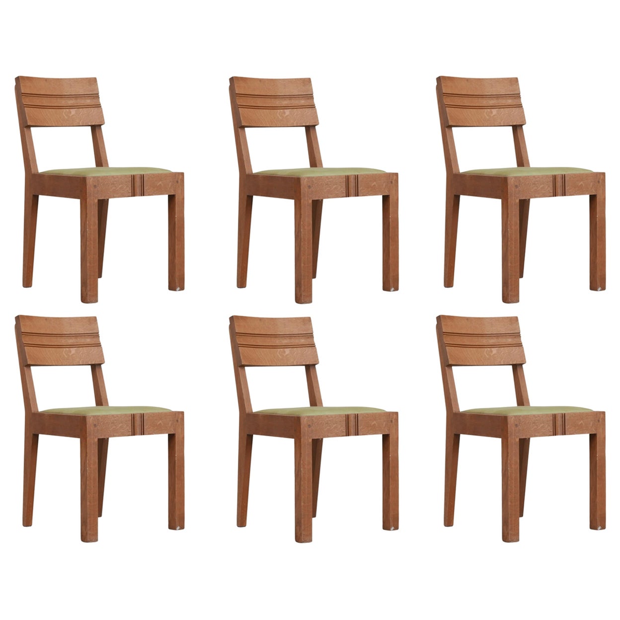 Set of Six Charles Dudouyt Art Deco Dining Chairs '6'