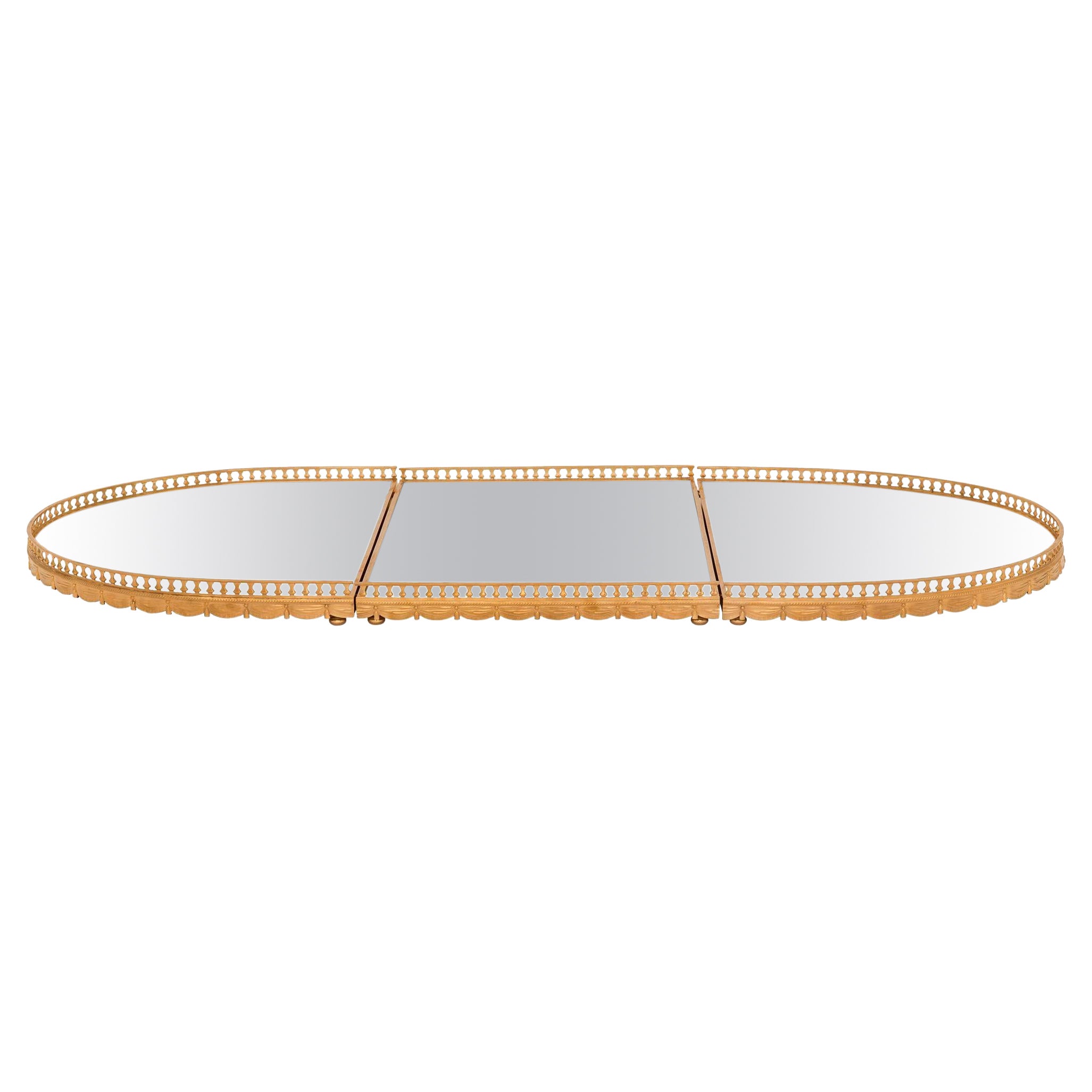 French 19th Century Louis XVI St. Ormolu Three Piece Mirrored Surtout De Table C