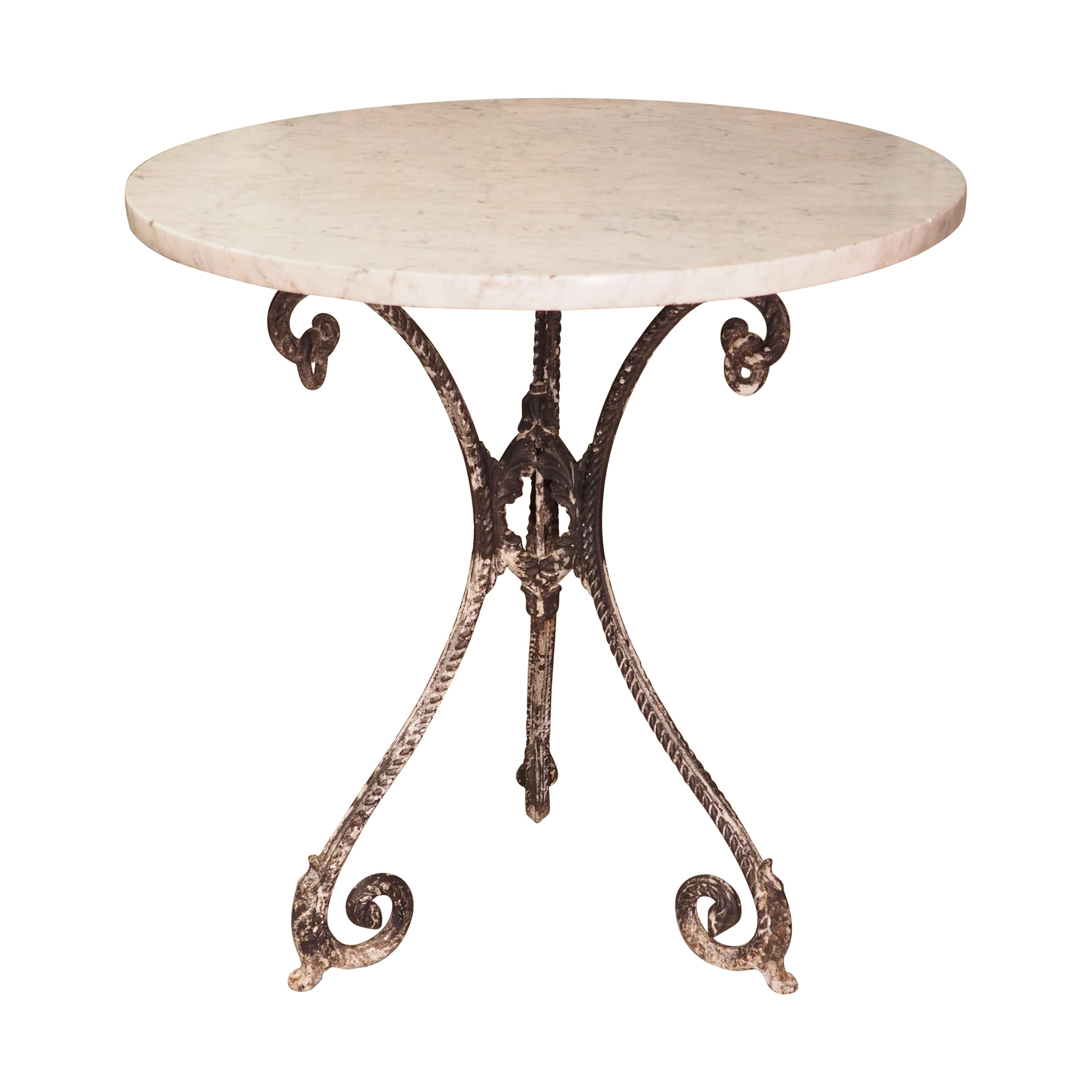 Circa 1900 Cast Iron and Marble Bistro Table from France
