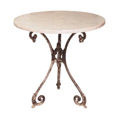 Circa 1900 Cast Iron and Marble Bistro Table from France