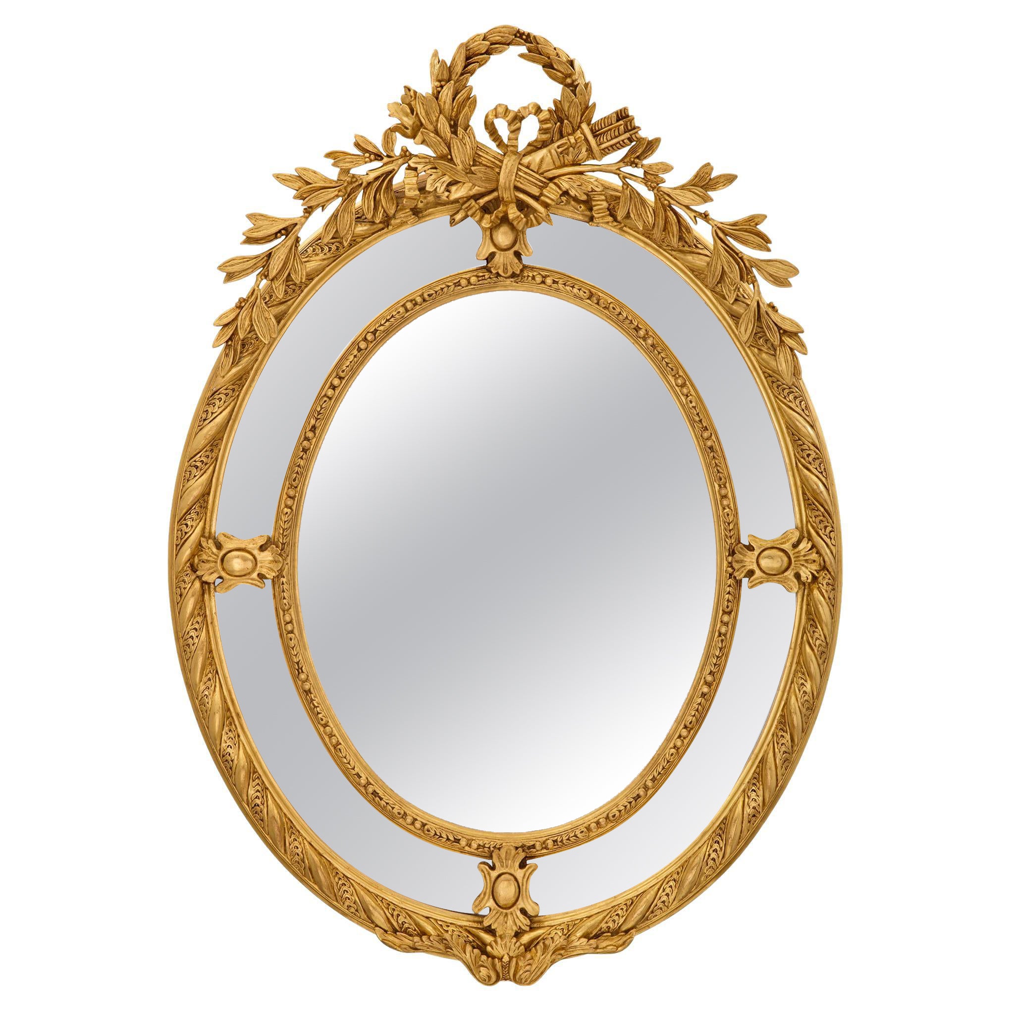French 19th Century Double Framed Giltwood Mirror For Sale