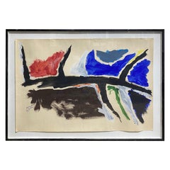 Aharon Kahana Israeli Artist Signed Large Original Mid-Century Abstract Painting