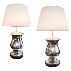 Retro Pair of Mid-20th Century Mercury Glass Table Lamps