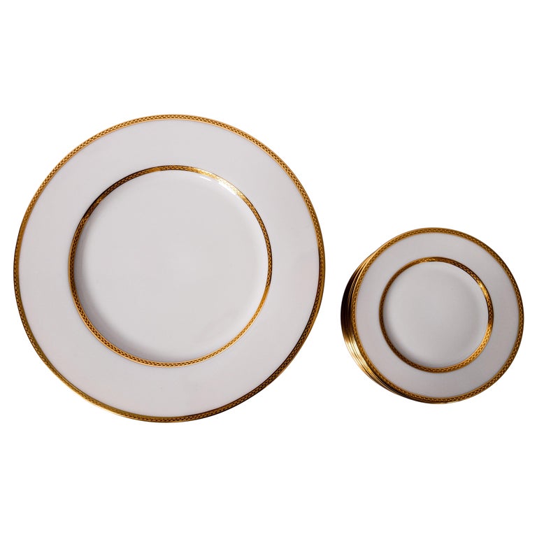 24 Piece Antique Lenox Dinner Set, 12 Dinner Plates 12 Side Plates