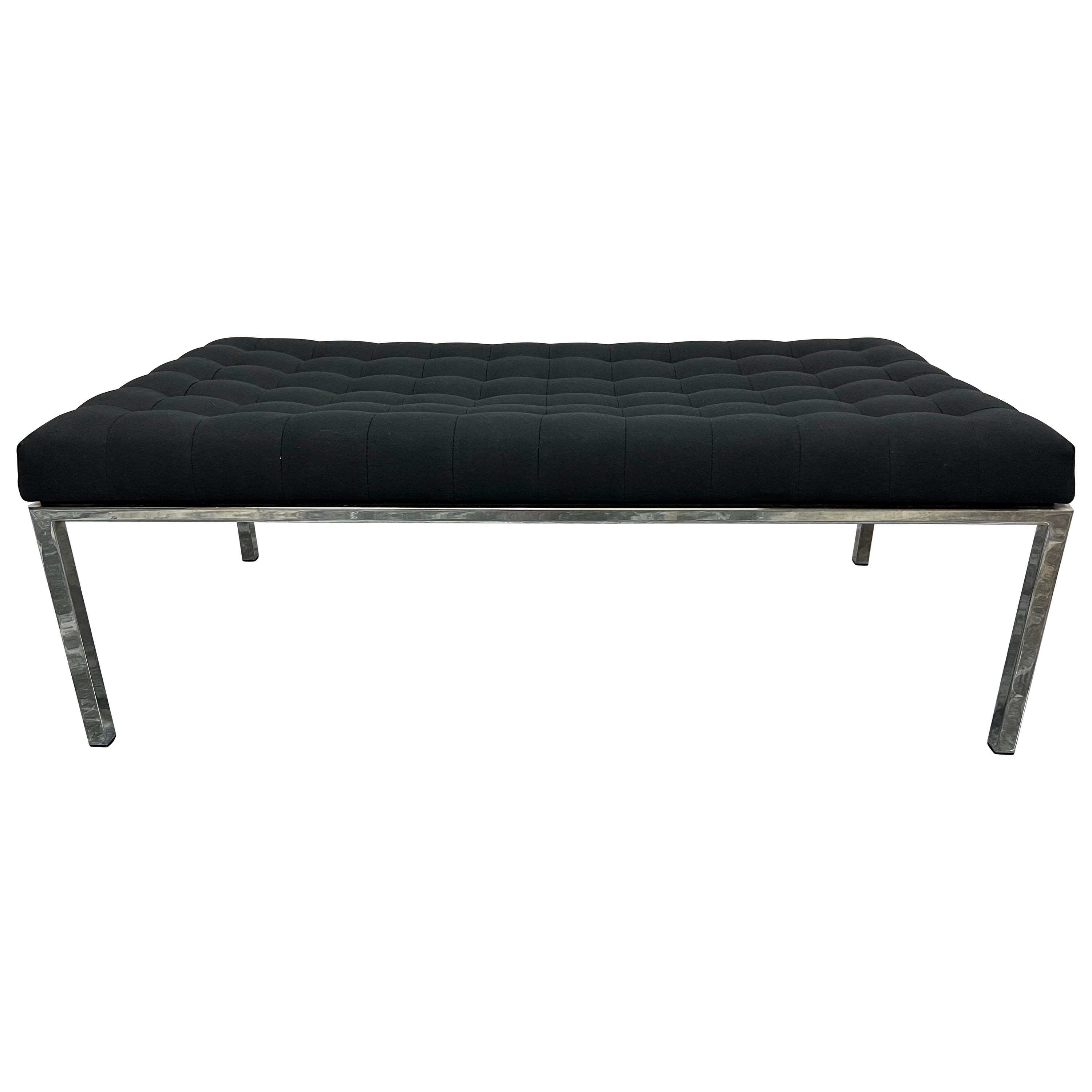 Black Tufted Canvas Museum Bench by Metropolitan Furniture, 1986 For Sale