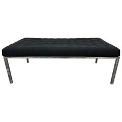 Black Tufted Canvas Museum Bench by Metropolitan Furniture, 1986