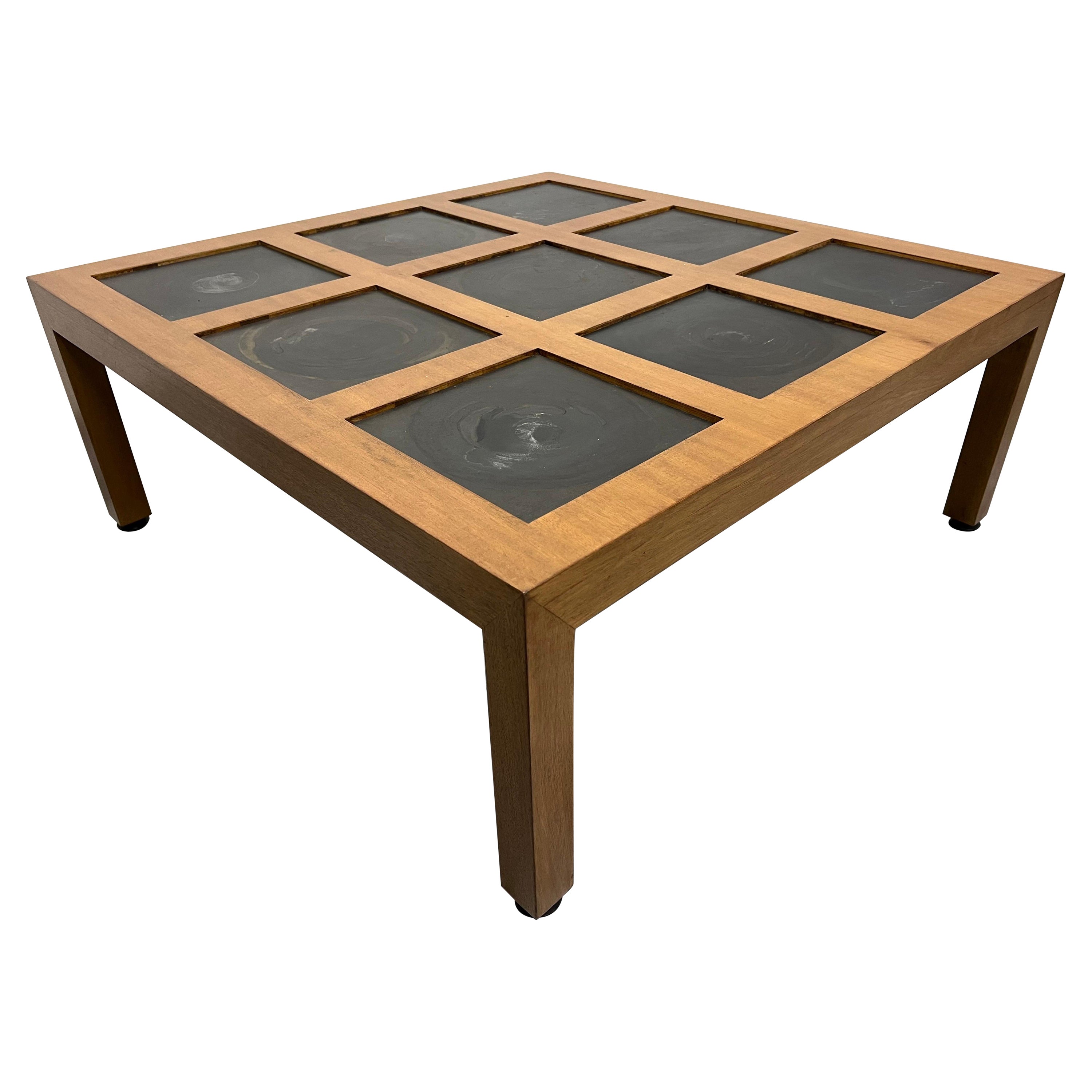 Edward Wormley Sandalwood and Blackened Steel Coffee Table for Dunbar, 1950s For Sale