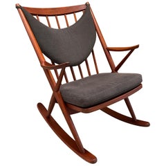 Fauteuil à bascule moderne danois en teck de Frank Reenskaug pour Bramin