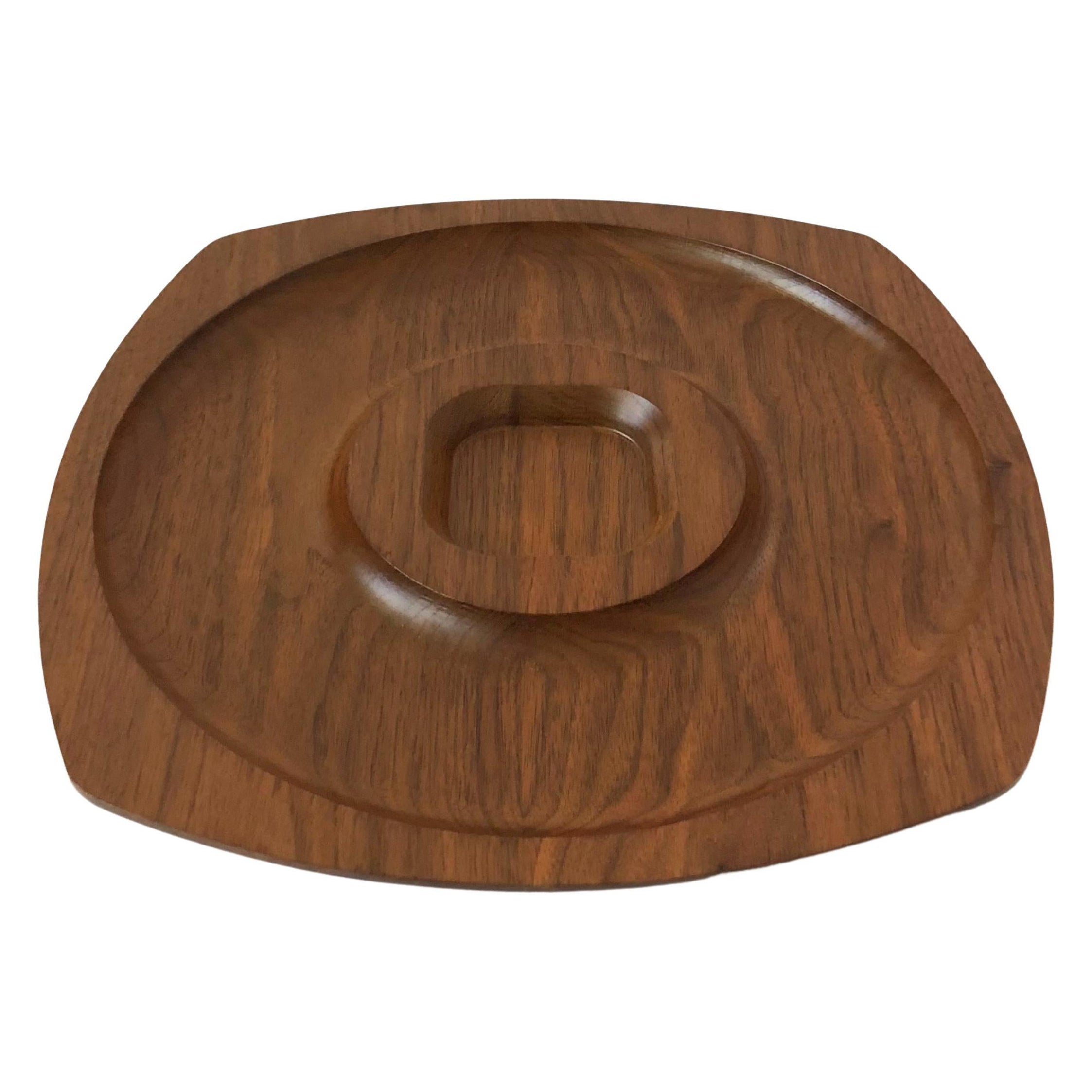 Mid Century Divided Wood Tray by Gladmark For Sale