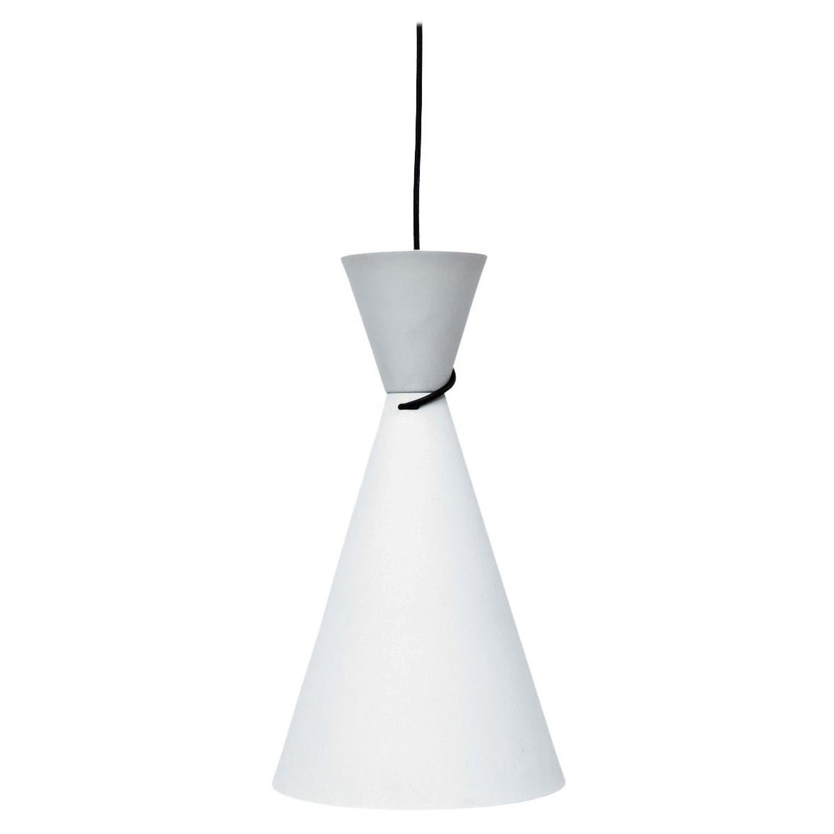 'Diablo' Style White and Light Gray Enameled Metal Pendant Lamp
