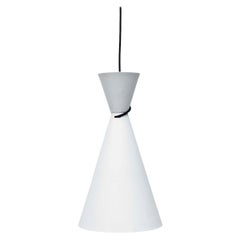'Diablo' Style White and Light Gray Enameled Metal Pendant Lamp