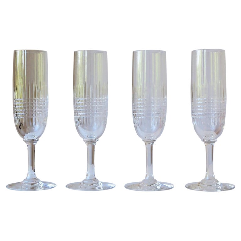 Baccarat French Cut Crystal Champagne Flute Glasses
