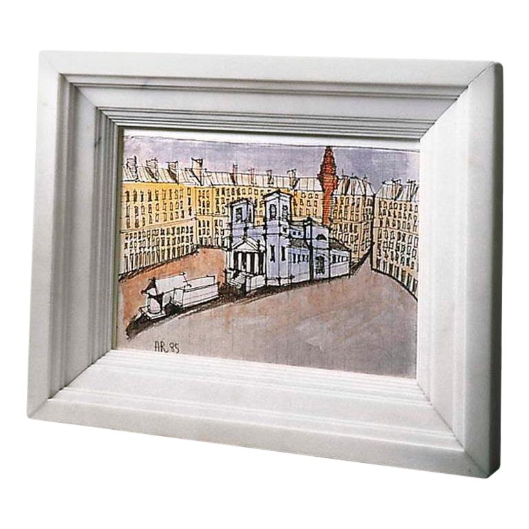 21st Century by Arch. Aldo Rossi "ELBA 2" Marble Picture Frame in White Carrara For Sale