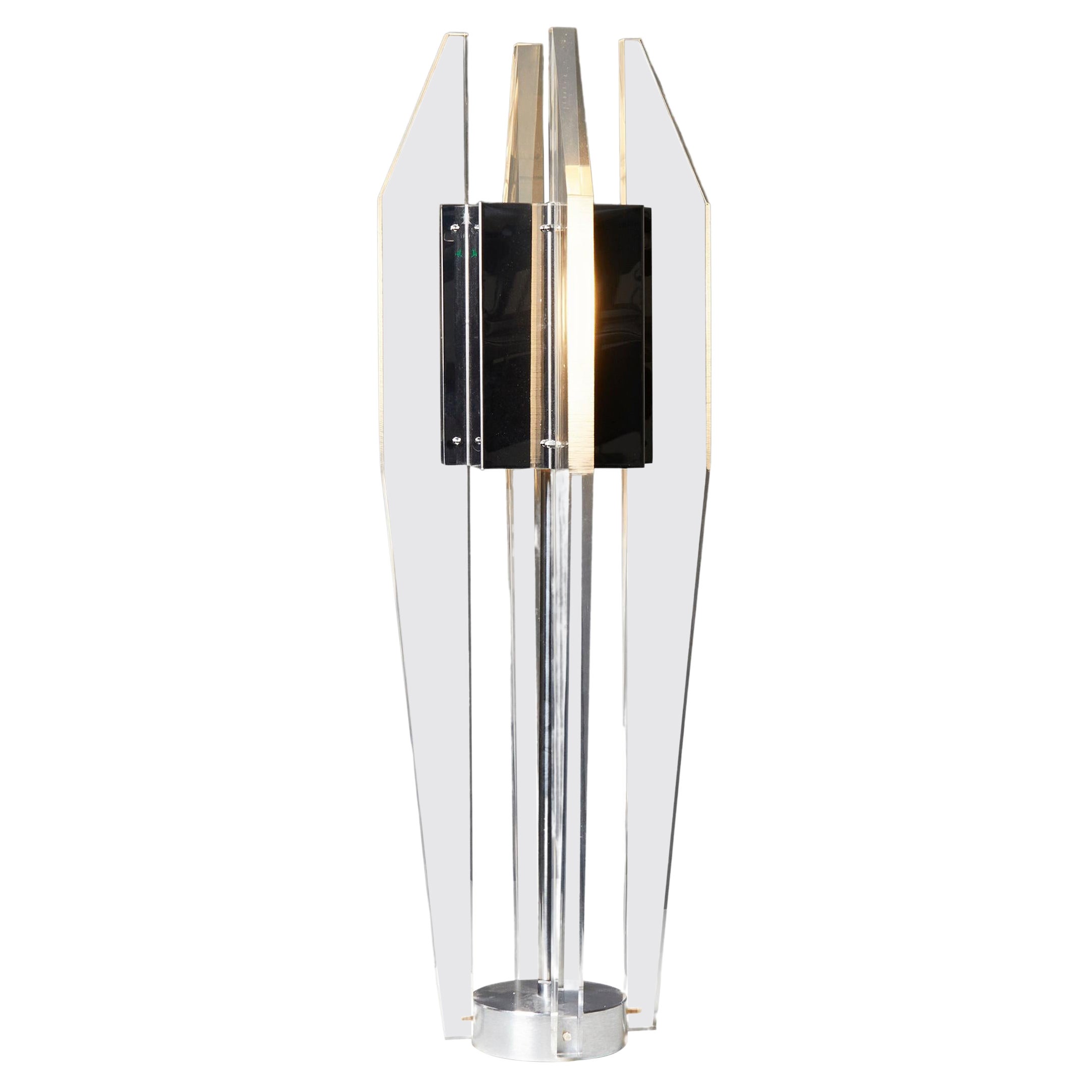 Sculptural Lucite and Stainless Steel Table Lamp by Philippe Jean, France 1970